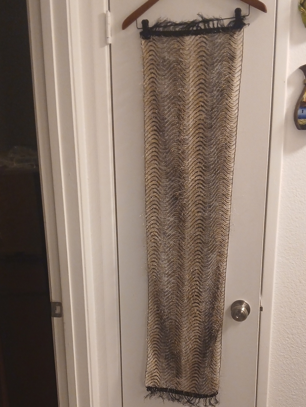 Metallic Chevron Decorative Panel Scarf in Gold and Black 12 X 50